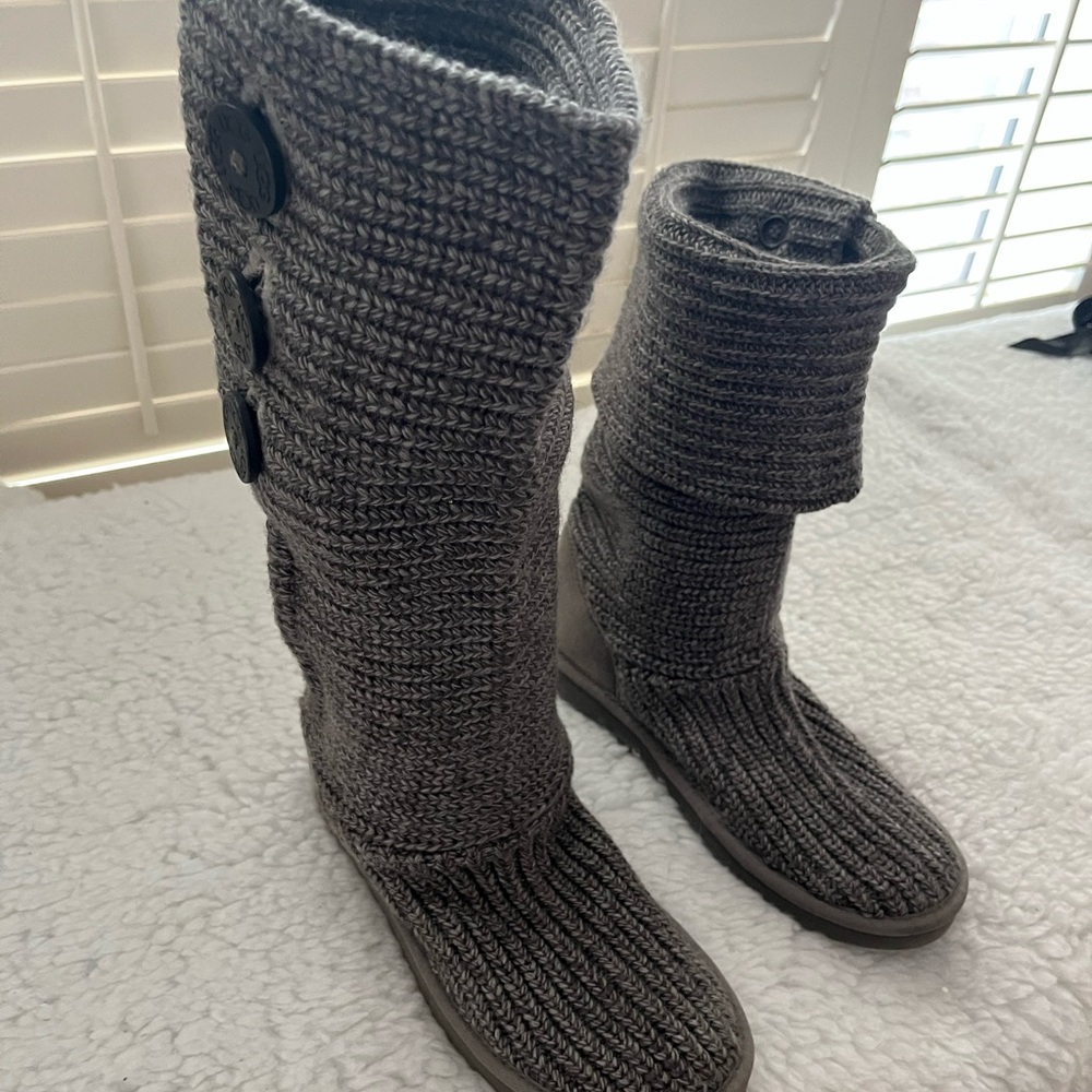 UGG Charcoal Knit Suede Boots